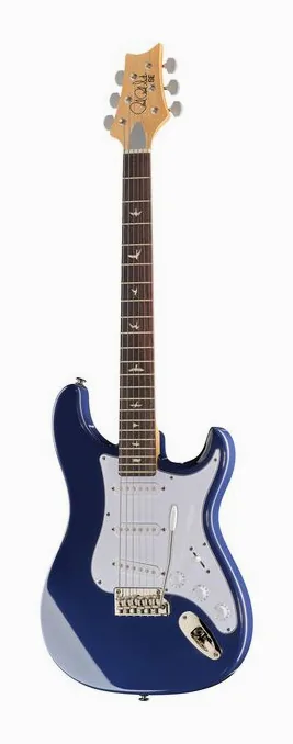 PRS SE Silver Sky Trad Blue in primo piano frontale