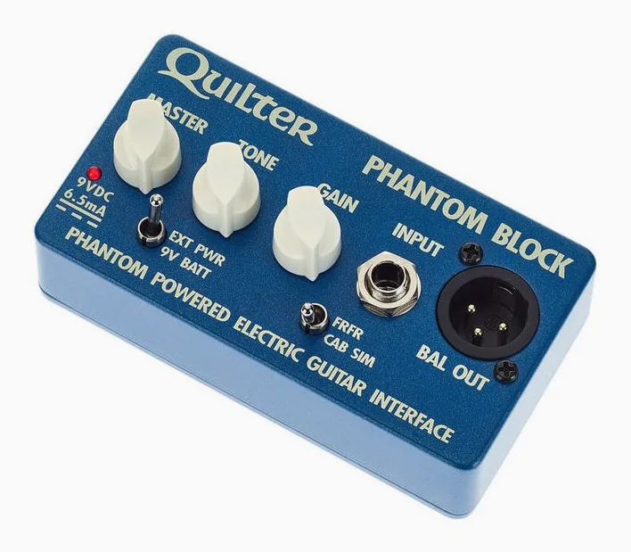 Quilter Phantom Block Pre Amp/Cab Sim, logo e finiture del pannello frontale