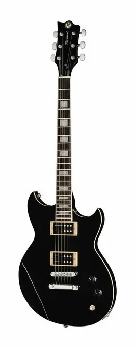 Reverend Robin Finck Midnight Black inquadrato di fronte su sfondo neutro