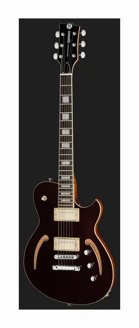 Reverend Roundhouse Air HH Met Bordeaux, manico e tastiera visti di lato