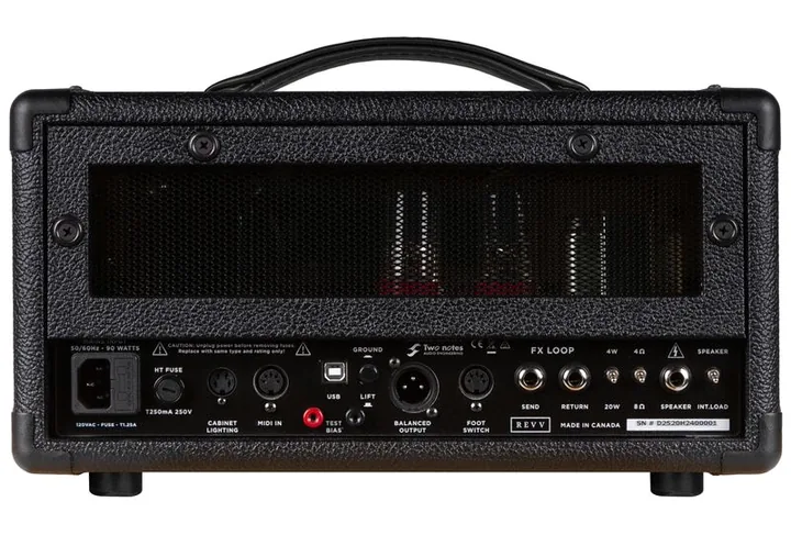 Revv D20 Amp Head BK MK2, vista dall'alto della testata