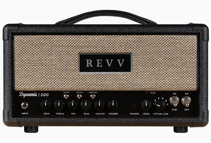 Revv D20 Amp Head BK MK2 fotografato frontalmente