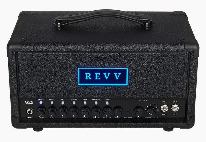 Revv G25 Tube Amp Head, retro con le prese di collegamento