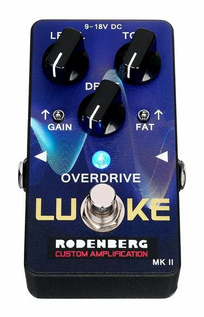 Rodenberg Luke Overdrive MKII, footswitch in primo piano