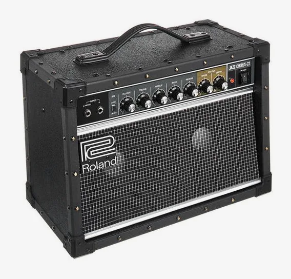 Roland JC-22, retro con le prese di collegamento