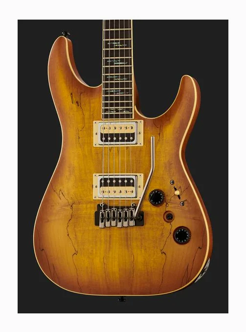 Schecter C-1 Exotic Spalted Maple SNVB, corpo e verniciatura in primo piano