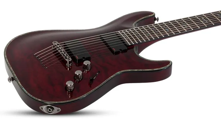 Schecter C-7 Hellraiser BCH, paletta con meccaniche e logo