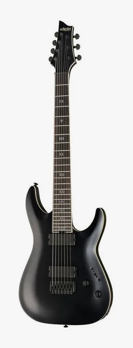 Schecter C-7 SLS Evil Twin SBK fotografato frontalmente
