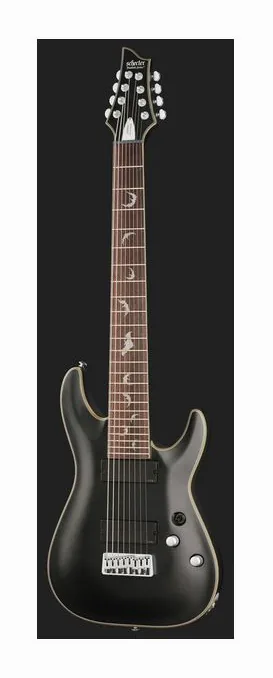 Schecter Damien Platinum 8 SBK, paletta con meccaniche e logo