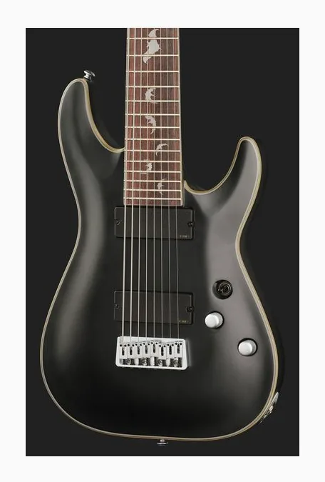 Schecter Damien Platinum 8 SBK, manico e tastiera visti di lato