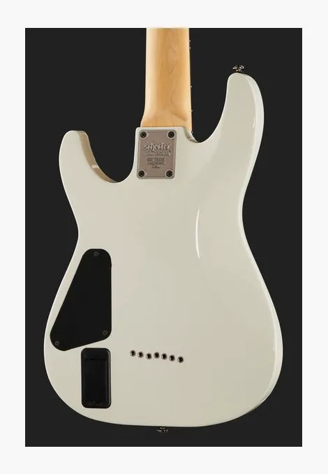 Schecter Demon 7 Vintage White, corpo e verniciatura in primo piano