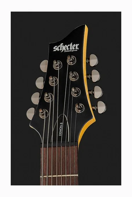 Schecter Demon-8 Aged Black Satin, pickup e manopole dei controlli