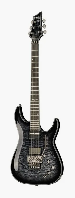 Schecter Hellraiser Hybrid C-1 FR S TBB inquadrato di fronte su sfondo neutro