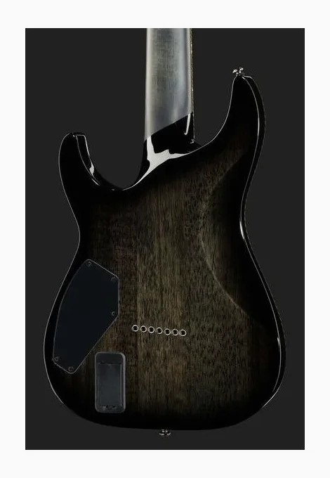 Schecter Hellraiser Hybrid C-7 TBB, corpo e verniciatura in primo piano