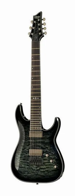 Schecter Hellraiser Hybrid C-7 TBB in primo piano frontale