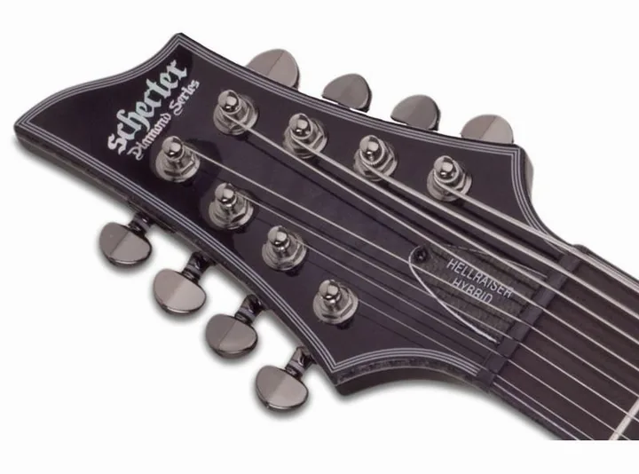 Schecter Hellraiser Hybrid C-8 LH TBB, manico e tastiera visti di lato