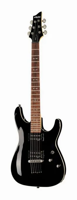 Schecter Omen 6 GBK inquadrato di fronte su sfondo neutro