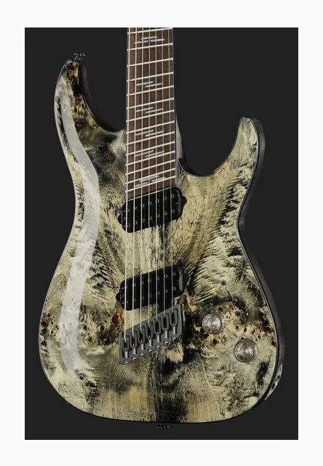 Schecter Omen Elite-7 MS Charcoal, pickup e manopole dei controlli