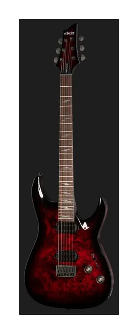 Schecter Omen Elite-6 Black Cherry, curve del body viste dall'alto