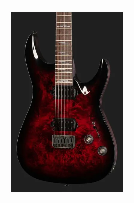 Schecter Omen Elite-6 Black Cherry, pickup e manopole dei controlli