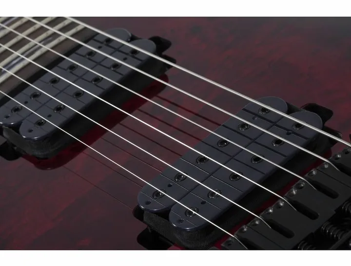 Schecter Omen Elite-6 LH BCHB, manico e tastiera visti di lato