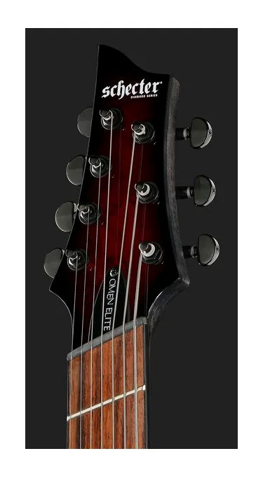 Schecter Omen Elite-7 MS BL Cherry LH, capotasto e prime posizioni della tastiera