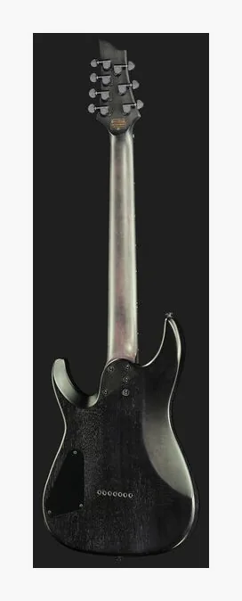 Schecter Omen Elite-7 See Blue Burst, curve del body viste dall'alto