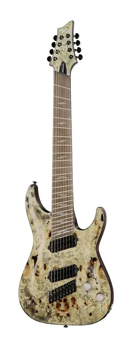 Schecter Omen Elite-8 MS Charcoal fotografato frontalmente