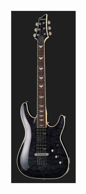 Schecter Omen Extreme 6 STBLK, corpo e verniciatura in primo piano