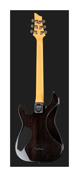 Schecter Omen Extreme 6 STBLK, corpo e verniciatura in primo piano