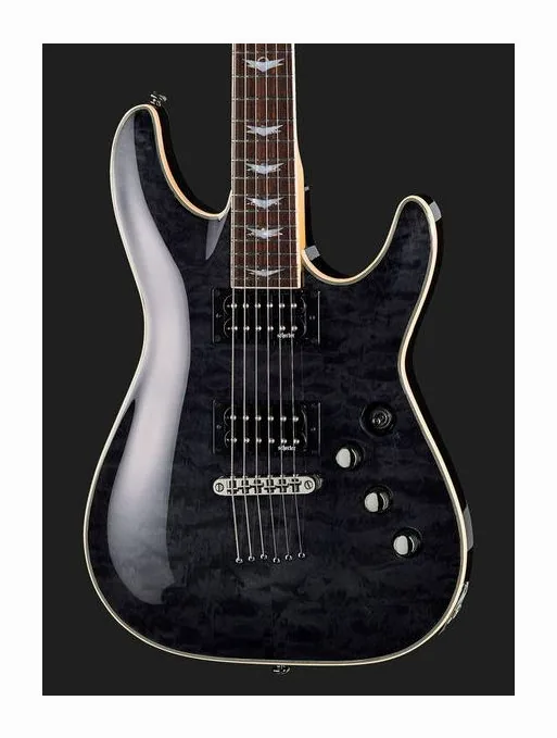 Schecter Omen Extreme 6 STBLK, curve del body viste dall'alto