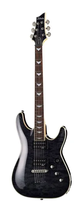 Schecter Omen Extreme 6 STBLK in primo piano frontale
