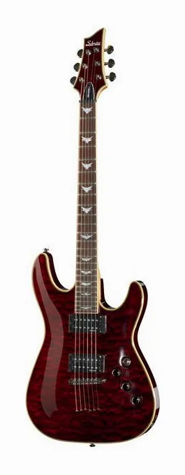 Schecter Omen Extreme 6 BCH inquadrato di fronte su sfondo neutro