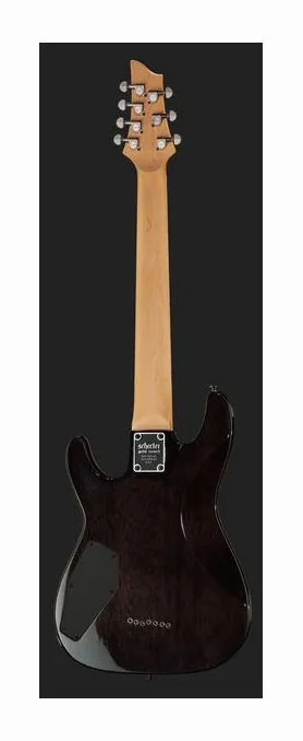 Schecter Omen Extreme 7 STBLK, corpo e verniciatura in primo piano