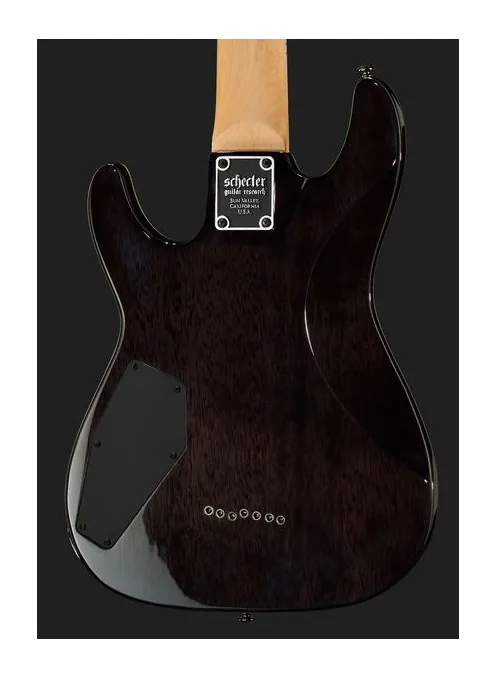 Schecter Omen Extreme 7 STBLK, corpo e verniciatura in primo piano