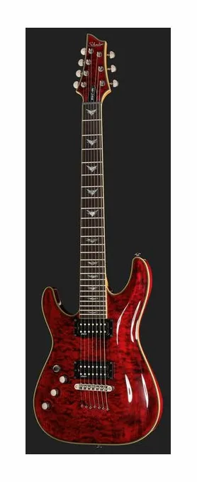 Schecter Omen Extreme-7 LH BKCH, paletta con meccaniche e logo