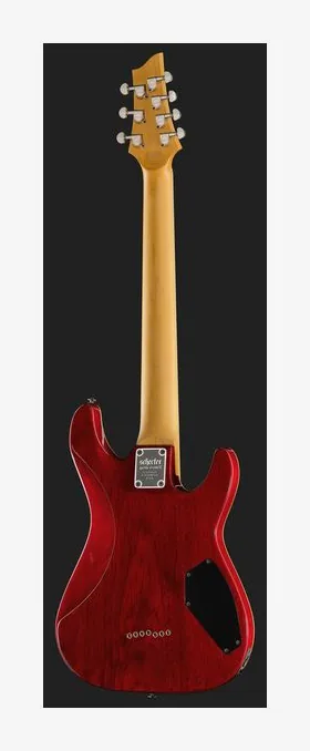 Schecter Omen Extreme-7 LH BKCH, corpo e verniciatura in primo piano