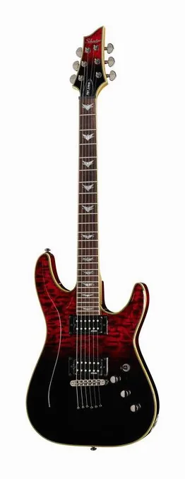 Schecter Omen Extreme 6 Blood Burst fotografato frontalmente