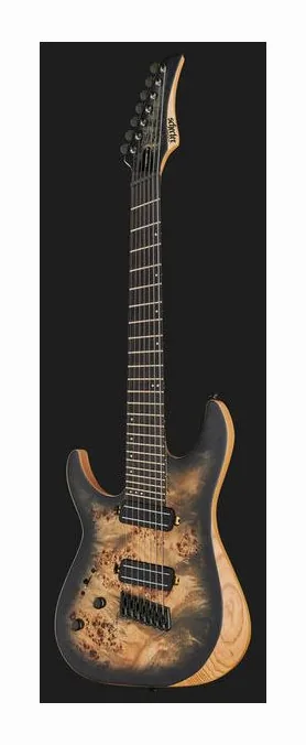 Schecter Reaper 7 Multiscale SCB LH, curve del body viste dall'alto