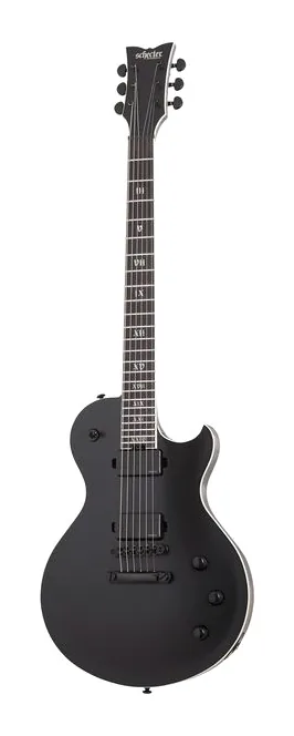 Schecter Solo-II SLS Elite Evil Twin inquadrato di fronte su sfondo neutro