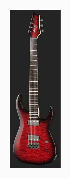 Schecter Sunset -7 Extreme SB, corpo e verniciatura in primo piano