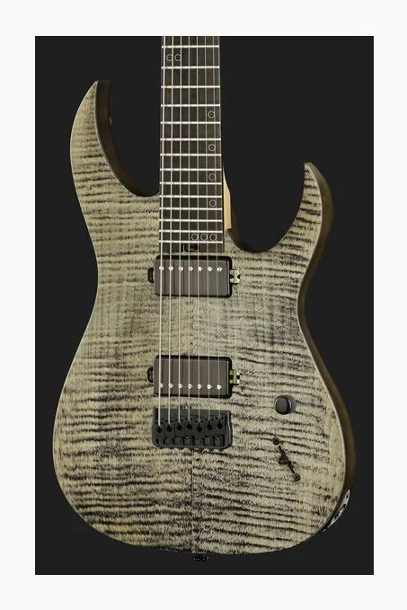 Schecter Sunset -7 Extreme Grey Ghost, paletta con meccaniche e logo