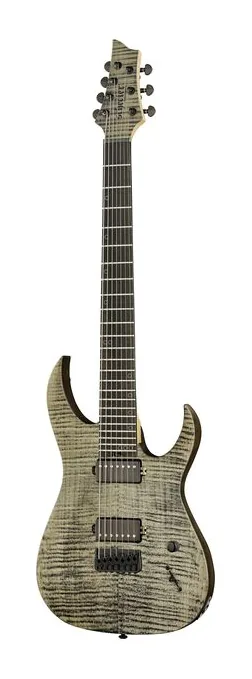 Schecter Sunset -7 Extreme Grey Ghost fotografato frontalmente