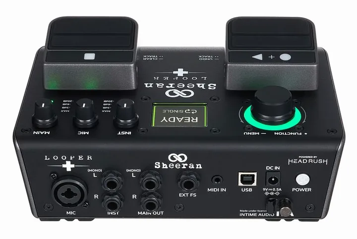 Sheeran Loopers Looper +, connettori sul retro dell'unita