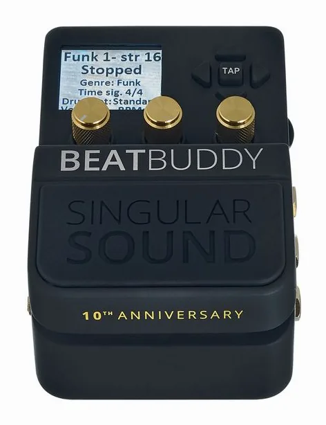 Singular Sound BeatBuddy 10th Anniversary BK, footswitch in primo piano