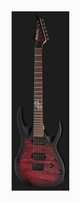 Solar Guitars AB2.6Red Burst Thomann LTD, corpo e verniciatura in primo piano