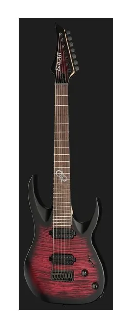 Solar Guitars AB2.7 Red Burst LTD, capotasto e prime posizioni della tastiera