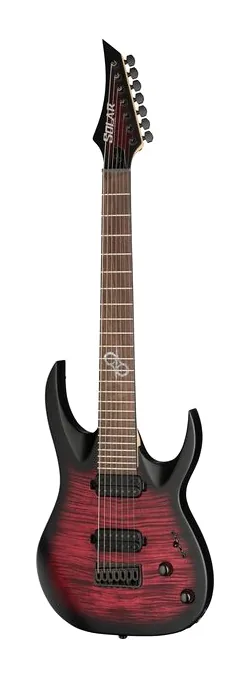 Solar Guitars AB2.7 Red Burst LTD in primo piano frontale