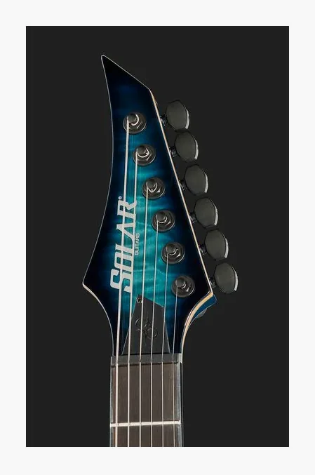 Solar Guitars S1.6AQOB Quilted Ocean Blue Br, ponte e meccaniche di intonazione
