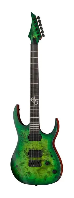 Solar Guitars S1.6HLB inquadrato di fronte su sfondo neutro